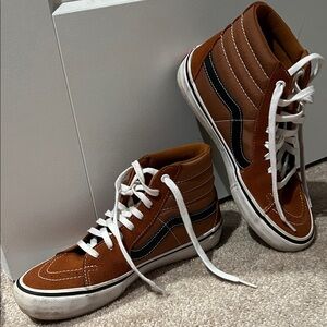 Vans Men's Brown and Black High-Top Sneakers